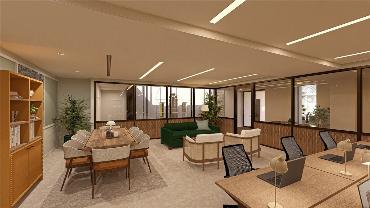 Facilities furnishings & layout of the office for rent at 75 Grosvenor Street W1K 3JS